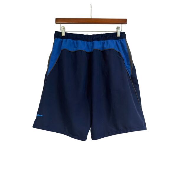 Speedo Volley Swim Shorts Mens Medium Blue Zip Pocket Adj. Waist. Summer Resort - Picture 2 of 5